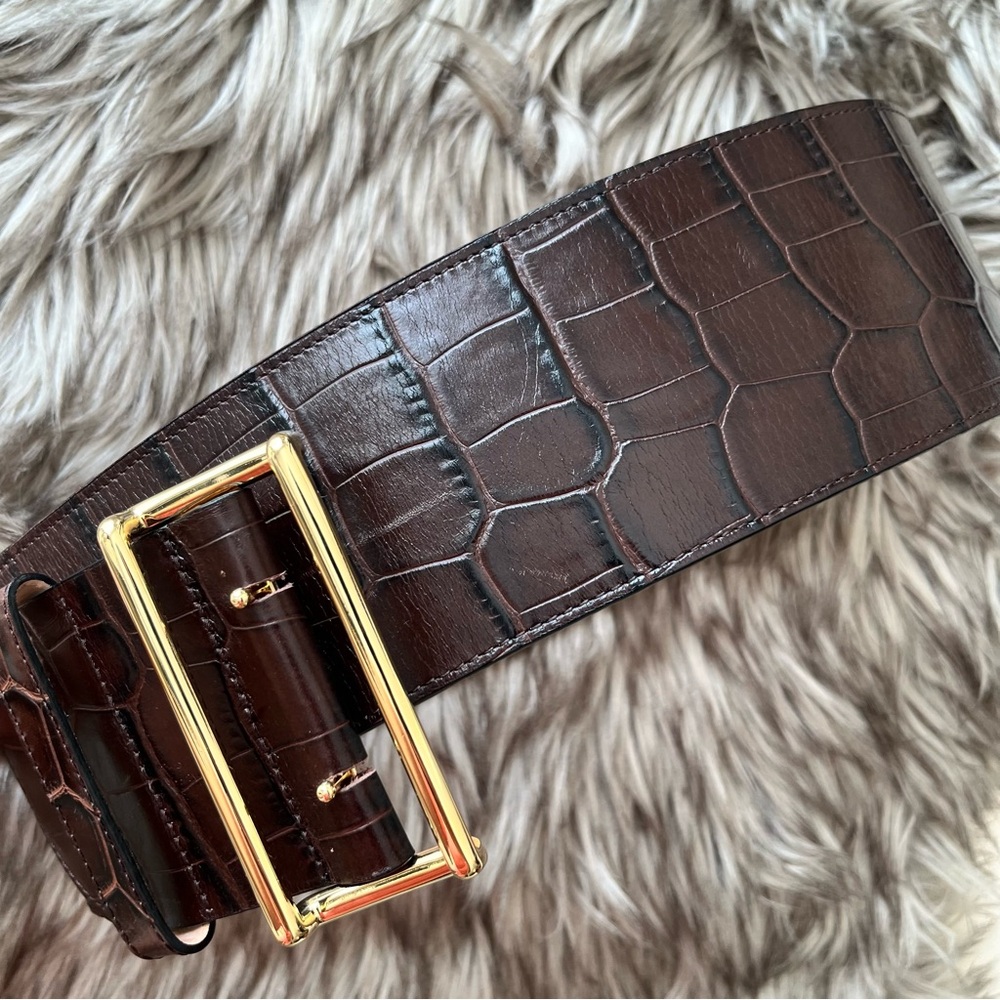 AMBOISE Wide Brown Leather Belt